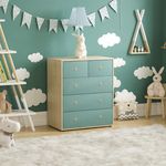 Neptune Chest of Drawers 5 Drawer Chest Bedroom Furniture Storage Blue & Oak