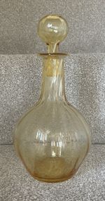 Vintage Golden Amber Glass Decanter ￼