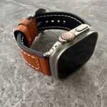 Dark Orange Thick Leather Watch Strap Band For NEW Apple Watch Ultra 3 2 1 49mm