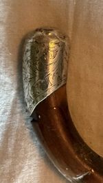 Antique Bamboo Walking Cane With 925 Silver mounts Assayed In Birmingham In 1921