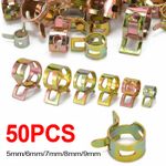 50Pcs Spring Clip 5/6/7/8/9mm Car Fuel Vacuum Water Oil Silicone Hose Tube Clamp