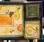 Rayware 12pc Cork Placemat & Coaster Set Rectangular Fruit Multicolour