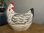 Cottagecore Large Ceramic Hand Painted Hen on Nest Egg Holder Country Rare Find