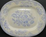 Asiatic blue & white vintage Victorian antique Pheasant des. meat plate platter