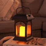 15cm Solar Amber Flameless Flickering LED Hanging Candle Lantern Outdoor Garden