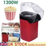 Popcorn Maker Hot Air Popcorn Popper Electric Machine Fat 1200W