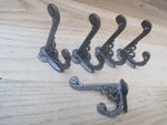 AI PACK OF 5  BASILDON Cast iron ornate vintage hat and coat hooks antique iron