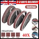 Pack of 40 Sanding Belts 13 x 457mm 40/60/80/120 Grit For Black & Decker Sander