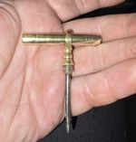 Antique Brass Pocket Corkscrew – Vintage Folding T-Handle Travel Wine Opener