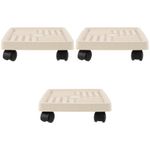 3Pcs Durable Plant Tray with Smooth Wheels PP Plastic Planter Mover White