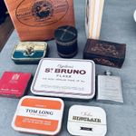 10 Vintage Tobacciana Job Lot Ogdens Tom Long Benson Hedges Tin Leather Box Tins