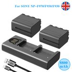 2× 8800mAh NP-F970 Battery + Charger For Sony NP-F960 NP-F930 NP-F950 NP-F990
