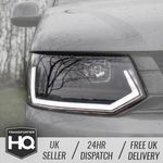 VW Transporter T5.1 Premium V3 LED DRL Sequential Indicator Headlights - BLACK