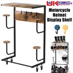 Motorcycle Helmet Holder Wall-Mounted Helmet Rack with 4 Glove Chips& Hooks