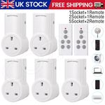 1-5 Remote Control Sockets Wireless Switch Home Mains Power Outlet Pack UK Plug