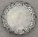 EARLY ENGLISH GEORGIAN STERLING 7 1/4” ARMORIAL SALVER LONDON WM. PEASTON 1750