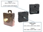 U.T.S. quartz clock movement, euroshaft fitting in 5 shaft lengths, U.K. seller