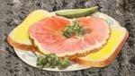 Vintage 1950s Ham Sandwich Poster Diner Soda Fountain Sign w/ Pickle Original