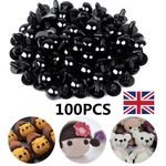 100X 6-10MM Black Plastic Safety Eyes with Washers for DIY Crochet Animal Craft/