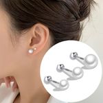 925 Sterling Silver Beatutiful Pearl Stud Earrings Women Girls Jewellery Gift
