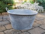 Vintage Style Galvanised Metal Oval Dolly Tub Garden Planter Pot with Handles