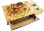 Bamboo Meat Carving Board + Drip Tray - Wooden Cutting Chopping Board, BBQ Gift