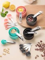 8pcs Measuring Cups and Spoons Set with Stainless Steel Handles Baking Kitchen