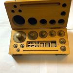 Metal Balance Scale Weights Set, Assorted Weights in Fitted Wooden Case