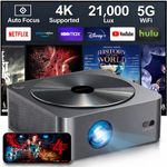 1080P Projector 700 ANSI 4K Support Autofocus 6D Keystone 5G WiFi Home Outdoor