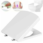 Luxury Square Toilet Seat Heavy Duty White Soft Close Top Quick Release Hinges