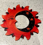 Orange & Black Sun & Moon Wooden Wall Hanging Decor for Adults