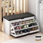 Shoe Rack Bench Shoe Storage Bench ,Cushion Shoe Rack W/ Cover Wooden Cupboard