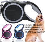 Dog Leads Retractable Strong Walking Leash Extendable Running Lead 5M upto 50Kgs
