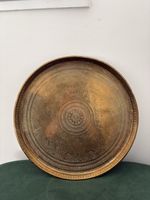 Antique Large Hand Engraved Brass Tray