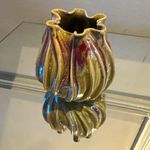 Des Pots Dutch Studio Pottery Vase - Organic Bulb Garlic Shape with Drip Glaze