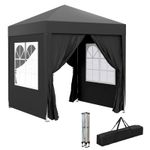 Outsunny 2x2m Garden Pop Up Gazebo Canopy Tent Marquee w/ Carry Bag, Black