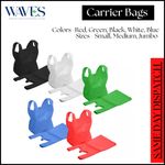 Reusable Plastic Vest Carrier Bags Red Blue Green White Black Small Medium Jumbo