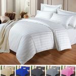 Egyptian Stripe Grey Double Duvet Set, Duvet Cover King Size Single Bedding Sets