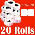 DSL 20 Rolls WHITE Price Label MX5500 Price Tag Gun labeling 22mm x 12mm / CT1