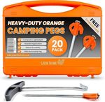 20 Tent Pegs Heavy Duty Metal Hard Ground Awning Camping Pegs with Case UK