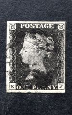 Queen Victoria GB Penny Black SG.2Pl.1b Used Black MX 4 Clear Margins Quality VF
