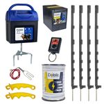 Electric Fence 9v Kit - Doblit A9 & Battery - Black 3FT Posts & 20mm Tape - 200m
