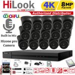 HIKVISION 8MP COLORVU POE CCTV SYSTEM IP UHD 8MP NVR 4K AUDIO MIC CAMERA KIT UK