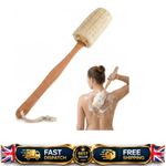 Natural Exfoliating Loofah Back Sponge Scrubber Brush with Long Wooden Handle UK
