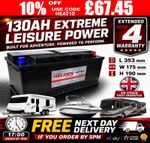 12V 130AH 130 AH Leisure Battery DEEP CYCLE for Motorhome / Caravan / Campervan£