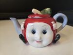 Vintage Novelty Ornamental Teapot From Japan Smiling Red Apple VGC
