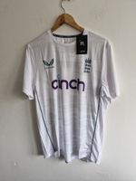 New England Cricket Mens T-Shirt Small White Castore Training Top Summer Tests