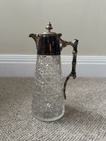 Vintage Victorian Cut Glass Claret Jug Silver