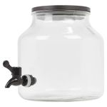 5.2L Glass Beverage Dispenser with Tap & Wooden Lid Water Juice Jar Party