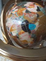 Brass Metal Prescious Stone Globe Ornament